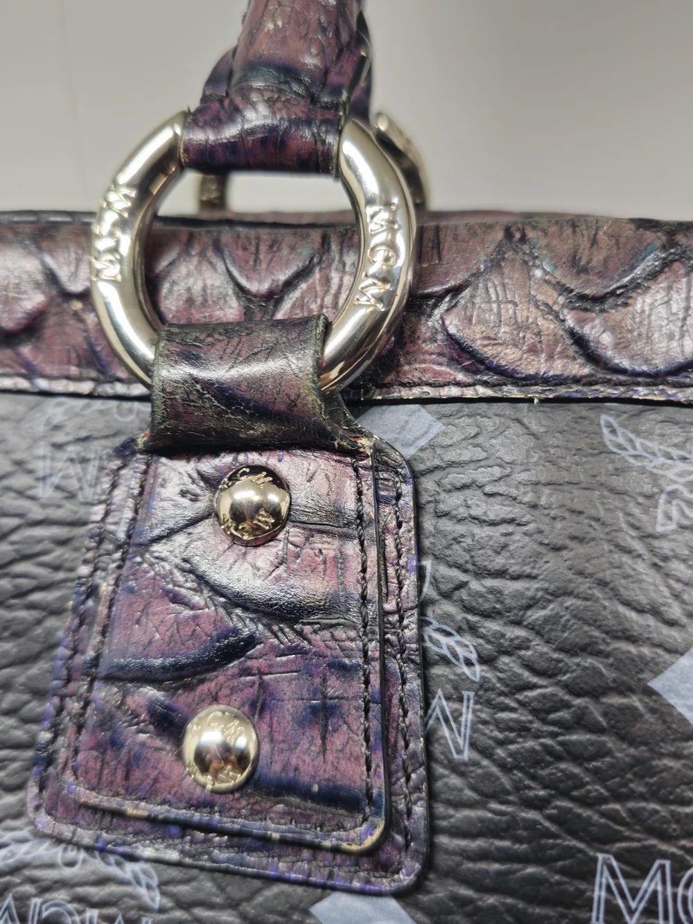MCM Black Crocodile Iridescent Duffle bag